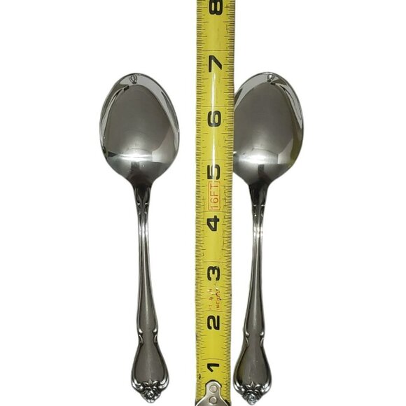 Oneida Rogers True Arbor Rose 2 Oval Soup Spoons Stainless Replacement Flatware - Picture 7 of 7